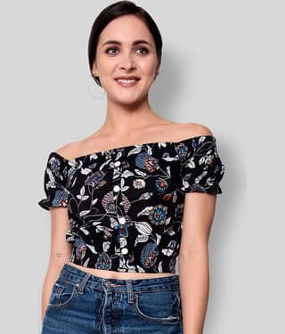 GOD BLESS Women's Rayon Crop Top ( Black )