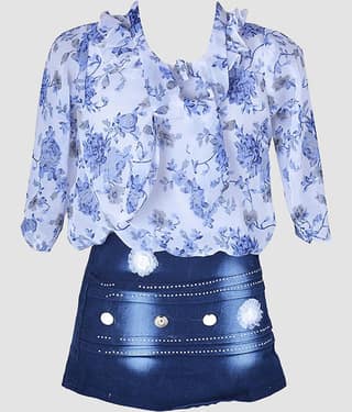 9stiches - Blue Denim Girls Frock ( Pack of 1 )