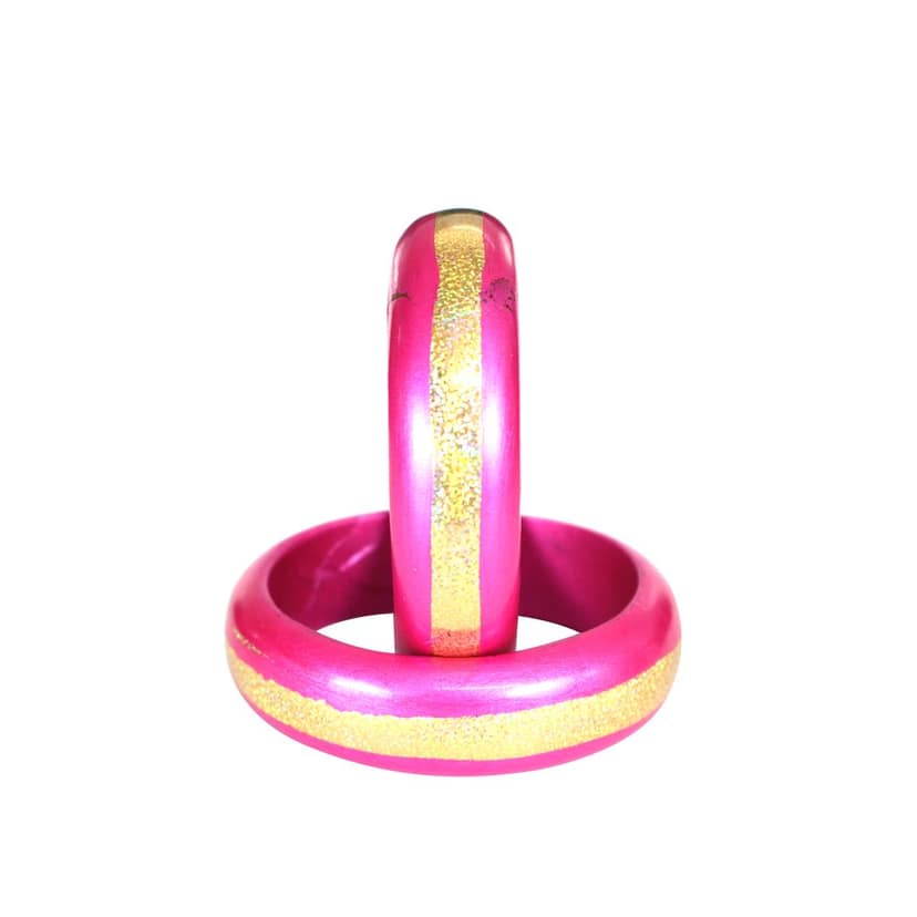 FHS traditional Rajasthani Handmade Round Shape Lac Bangles - Pink view 3