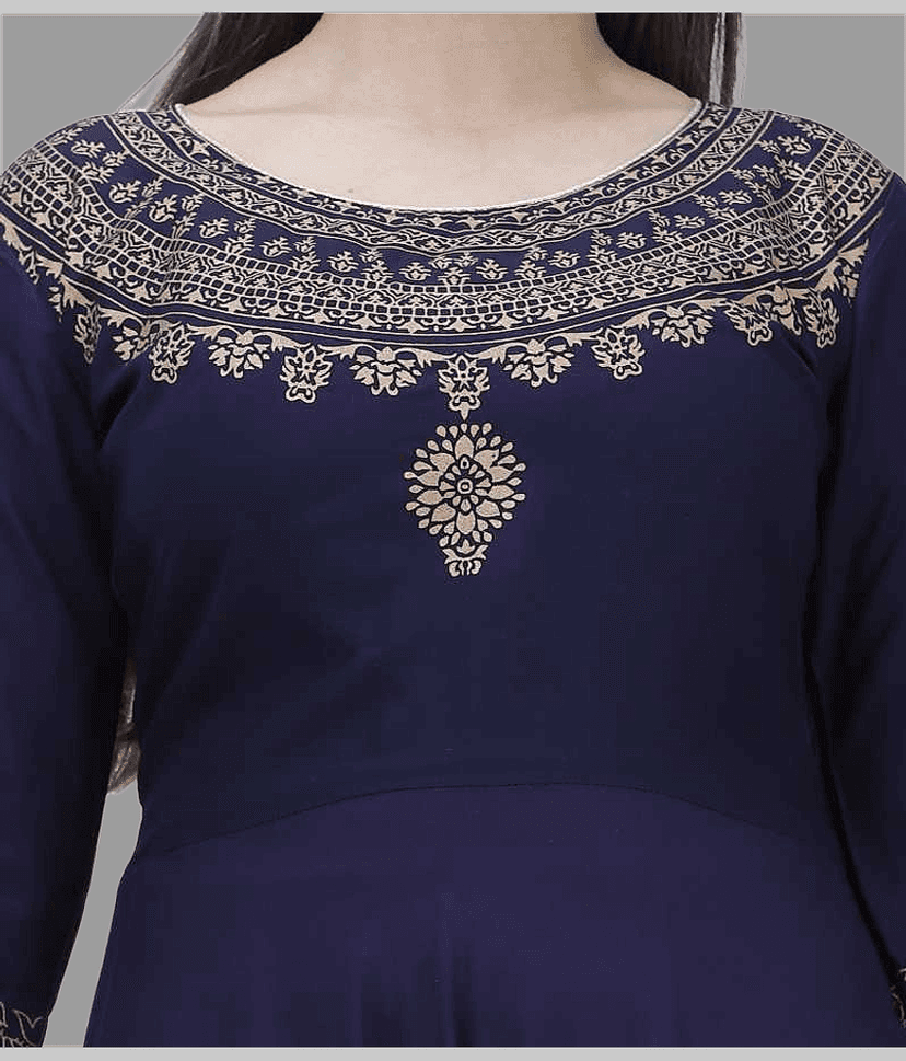 NUPITAL Rayon Printed Anarkali Women's Kurti with Dupatta - Blue ( Pack of 1 ) view 2