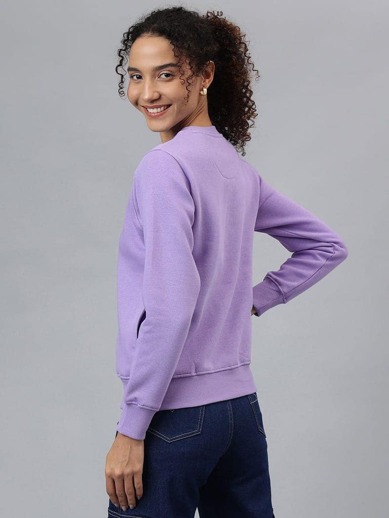 Richlook Women Crew Neck Purple Sweatshirt view 5