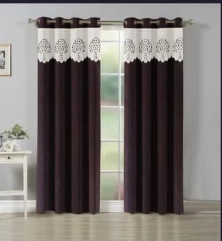 Luxury Brown Curtains for Living Room with Tree Pattern - 2 Panels