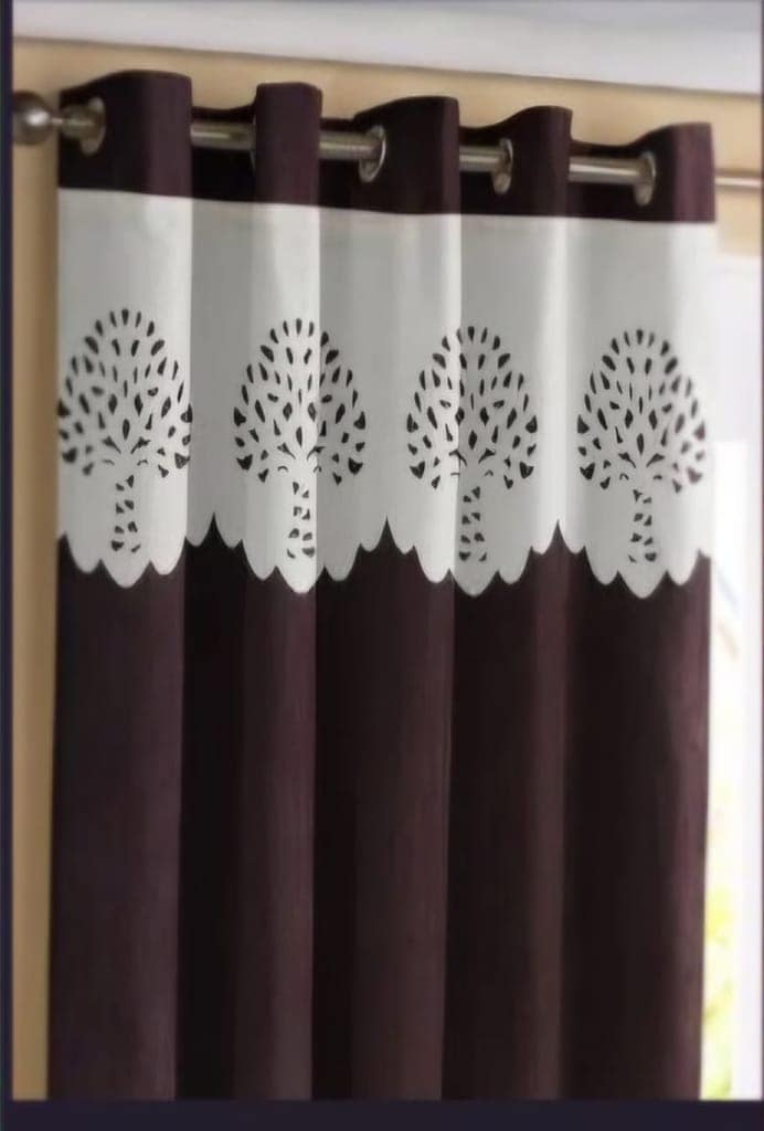Luxury Brown Curtains for Living Room with Tree Pattern - 2 Panels view 2