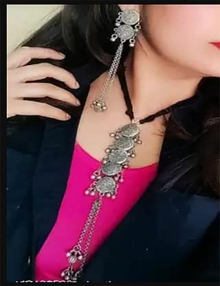 Cardinal Oxidized Silver Color Necklace Set