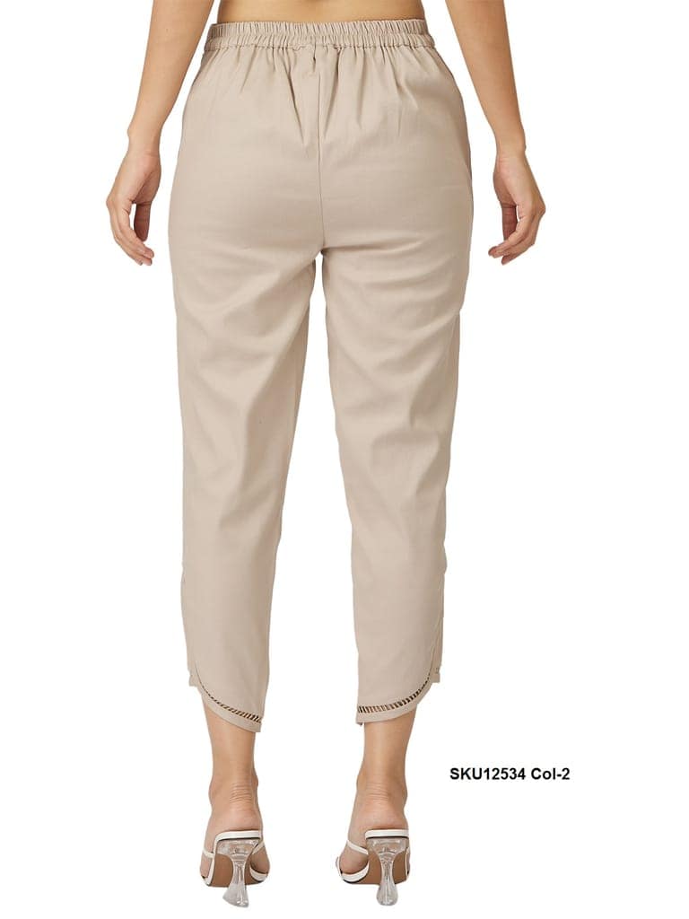 Women's Solid Ankle Length Cotton Trousers view 10