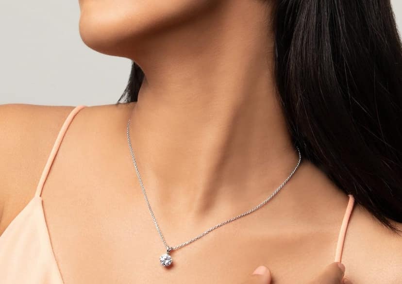 Classic Round Solitaire Necklace view 4