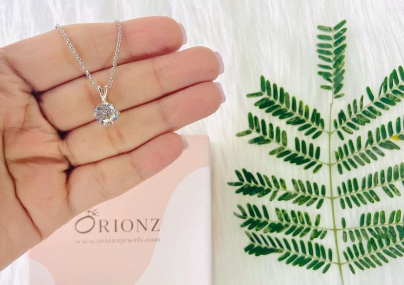 Classic Round Solitaire Necklace view 5