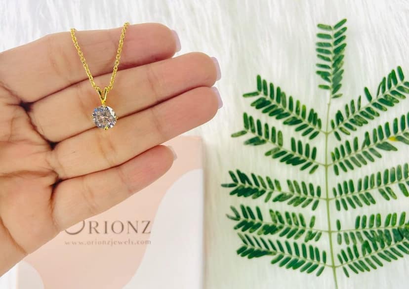 Classic Round Solitaire Necklace view 6