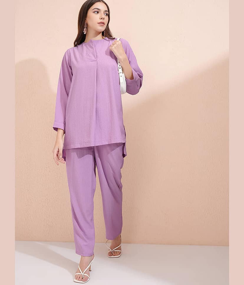 Vishudh Women Tunic With Trousers Co-Ord Set ( Mauve )