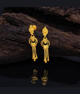 LUV FASHION Golden Drop Earrings ( Pack of 1 )