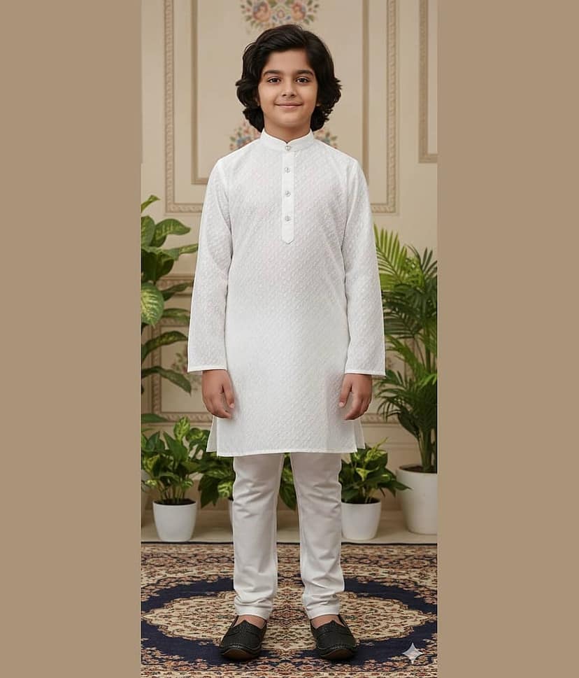 Aarika Boys Cotton White Kurta Pyjama Set ( Pack of 1 )