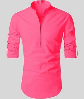 Vida Loca - Pink Linen Regular Fit Men's Casual Shirt (Pack of 1)