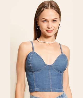 Bene Kleed Women's Cotton Crop Top ( Blue )