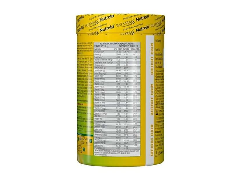Nutrela Weight Gainer Powder - 500 gram Mango Flavour 20g Protein 66.8 Carbs 13 Vitamins 12 Minerals with Khandsari Sugar Ideal for Athlete Men Women Kids above 10 Year view 2