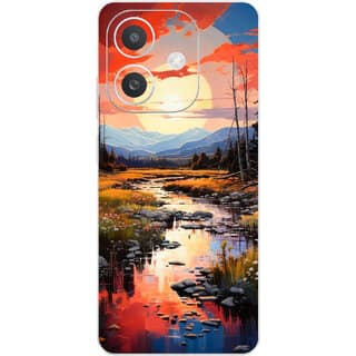 Yug Emporium Back Skin Wrap For Oppo A3x Premium Quality Full Coverage (Morning theme) (Back Cover Multicolor)