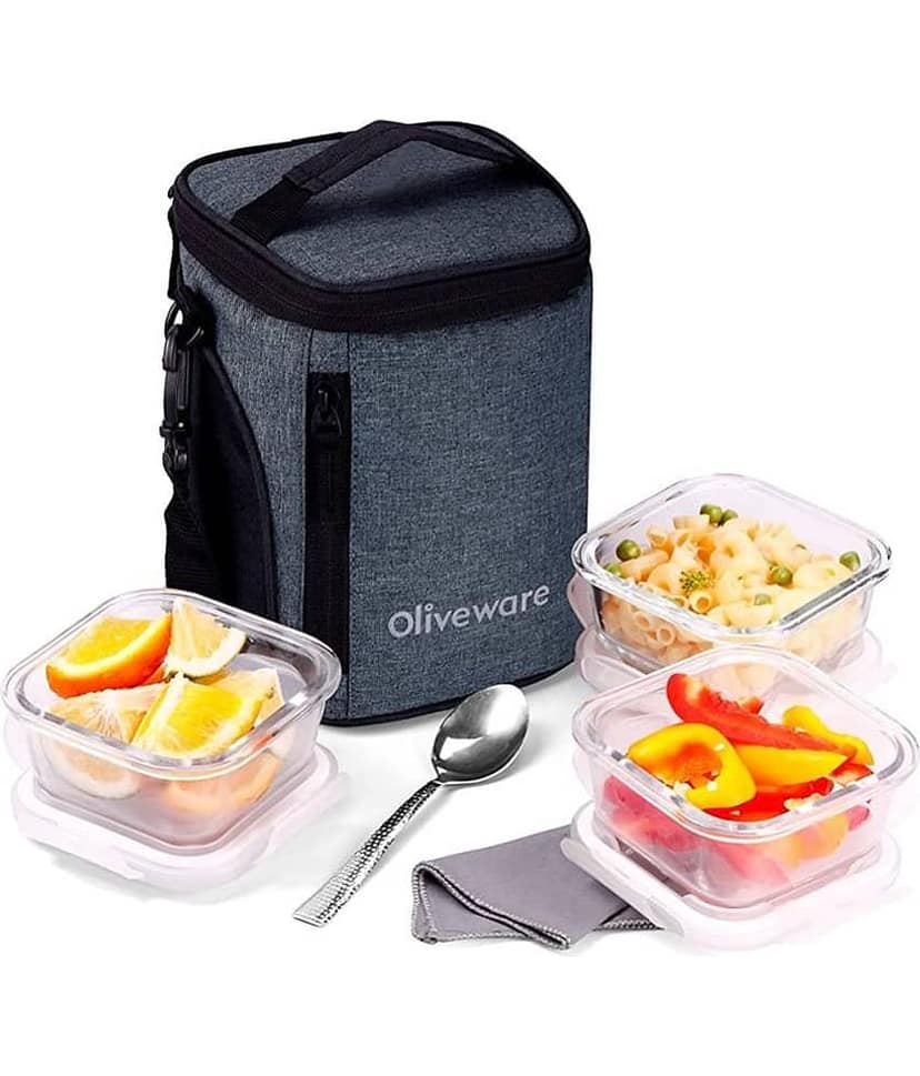 Oliveware - Glass Lunch Box 3 - Container ( Pack of 1 ) view 2