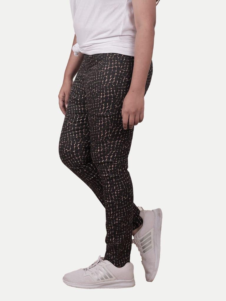 women Textured woven Leggings-Black Colour view 2
