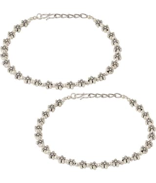 VIRAASI - Silver Anklets ( Pack of 2 )