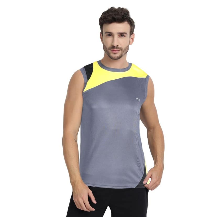 FTX Men Colorblock Round Neck Sleeveless Tshirt