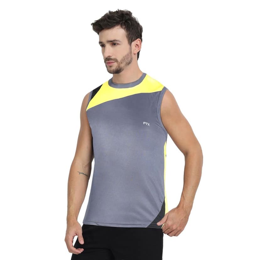 FTX Men Colorblock Round Neck Sleeveless Tshirt view 4