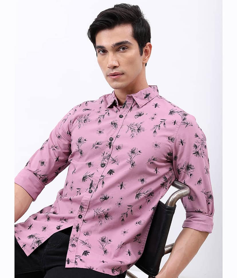 Ketch 100% Cotton Slim Fit Printed Full Sleeves Men's Casual Shirt - Pink ( Pack of 1 ) view 4