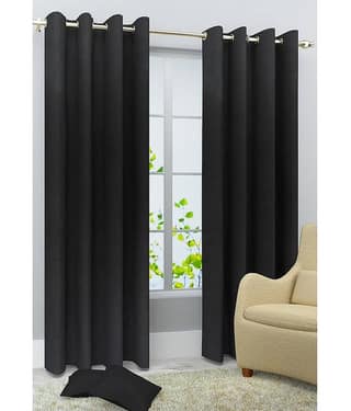 Homefab India Plain Semi-Transparent Eyelet Door Curtain 6ft (Pack of 2) - Maroon