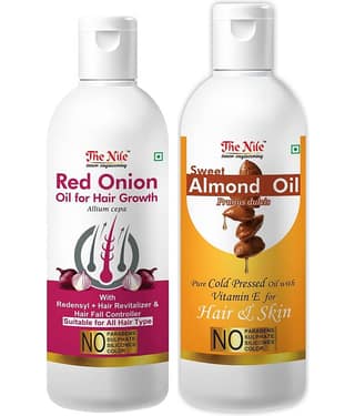 The Nile Red Onion Oil 100 ML + Almond 150 ML Hair & Skin Care 350 mL Pack of 2
