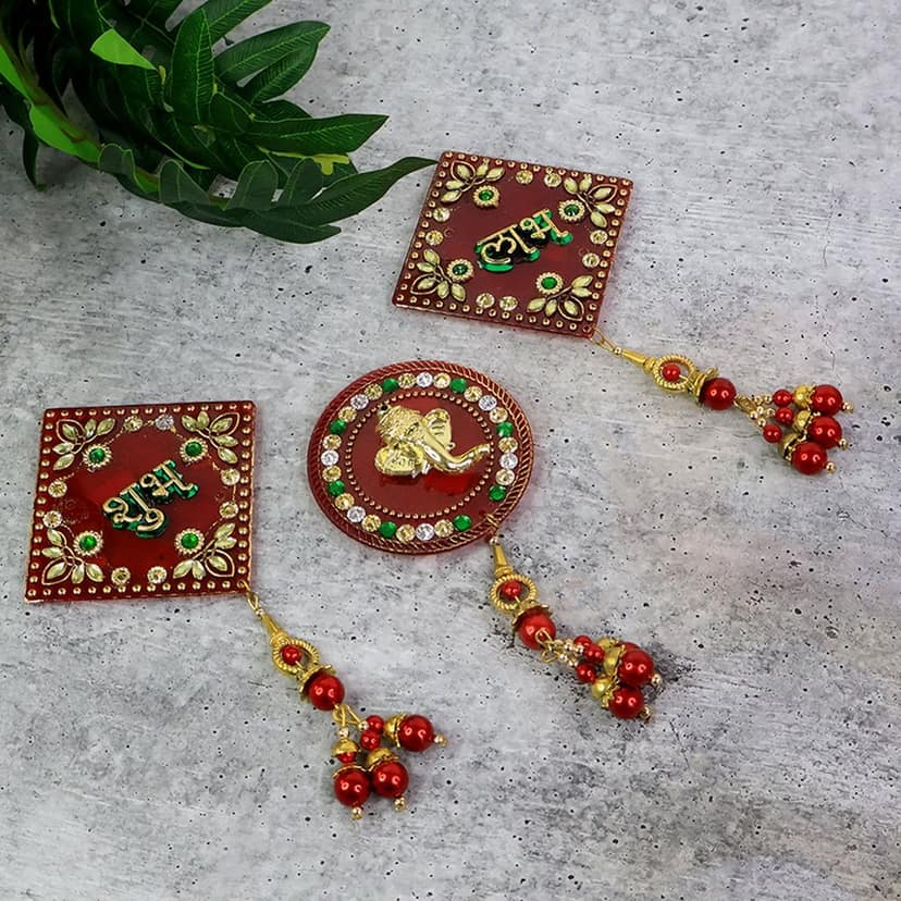 Shubh Labh Ganesh Wall Hanging Set – Auspicious 3-Piece Decor view 2