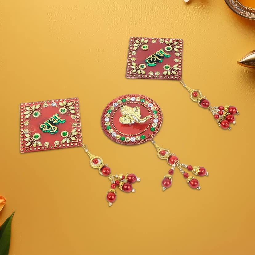 Shubh Labh Ganesh Wall Hanging Set – Auspicious 3-Piece Decor view 3