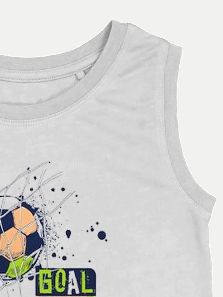 Teen Boys White printed tanktop view 2