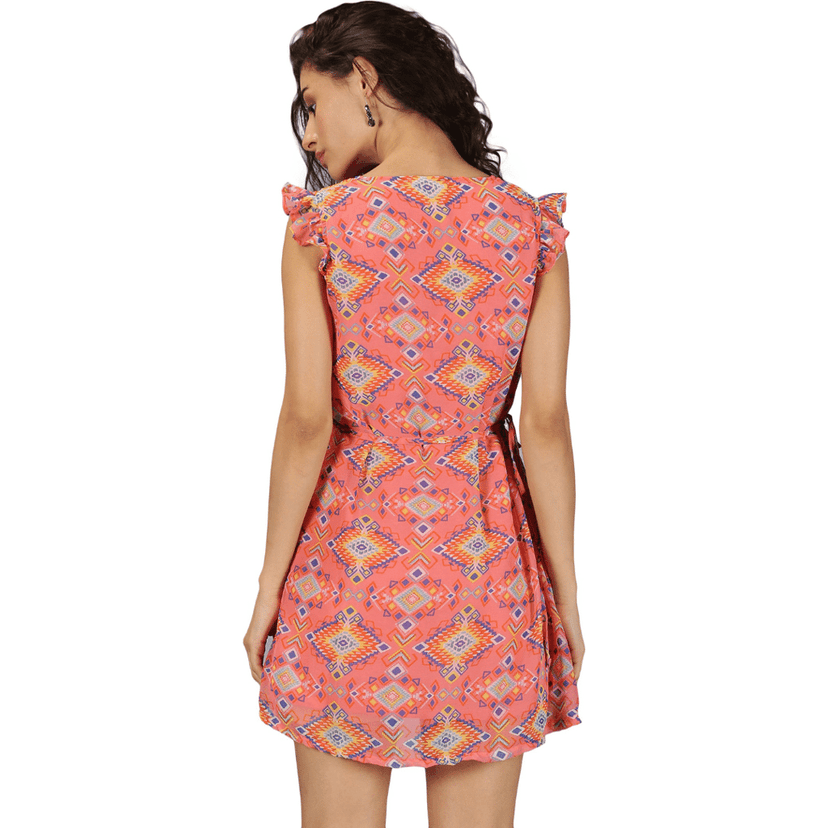 Georgette Pink Short Designer Dress view 5