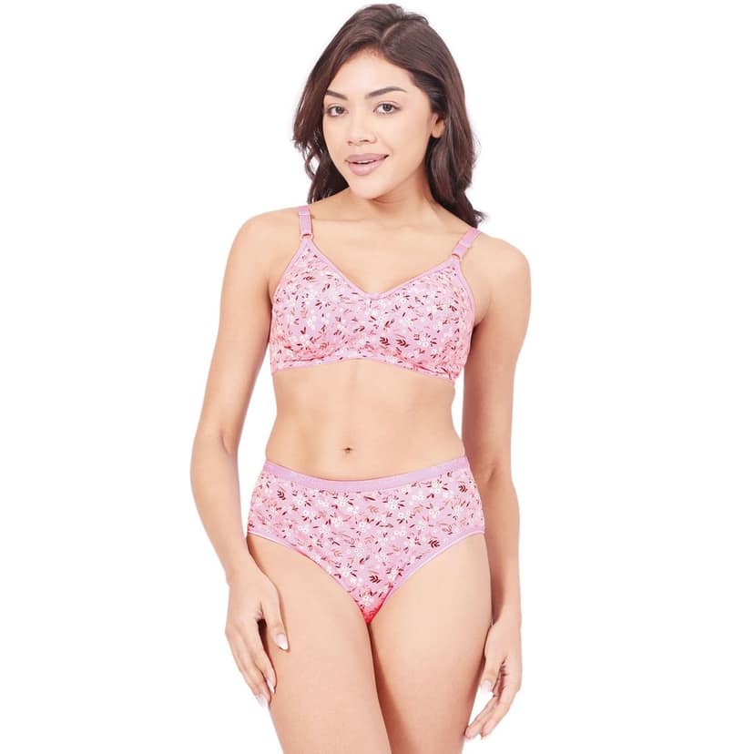 Bodycare Women's Assorted Prints Combed Cotton Bra & Panty Set 6450F