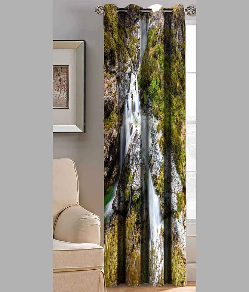 BELLA TRUE Printed Semi-Transparent Curtain 7 ft Pack of 1 Multi Color