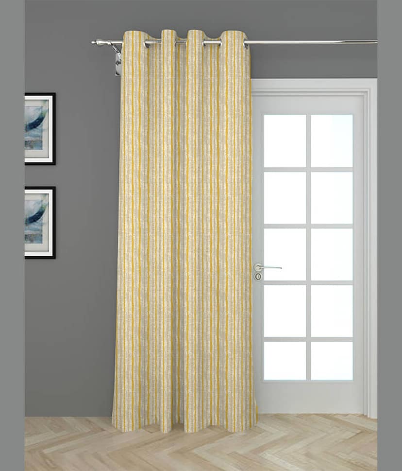Houzzcode - Brown Polyester Striped Window Curtain ( Pack of 1 )