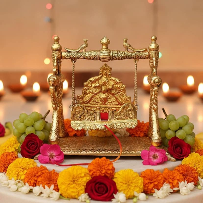 Aluminium Showpiece Laddu Gopal Jhula (ASMAS258 B)