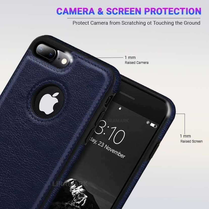LIRAMARK PU Leather Flexible Back Cover Case Designed for iPhone 7 Plus / 8 Plus view 5
