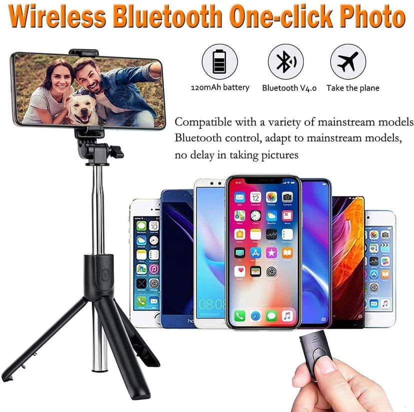 ZmiZc 70cm Extendable Selfie Stick Tripod with Wireless Remote, Compatible with All Smartphones view 8