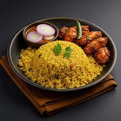 Bagara Rice With Andhra Chicken Fry