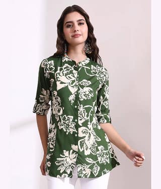 Divena Women's Viscose Rayon Regular Top ( Green )