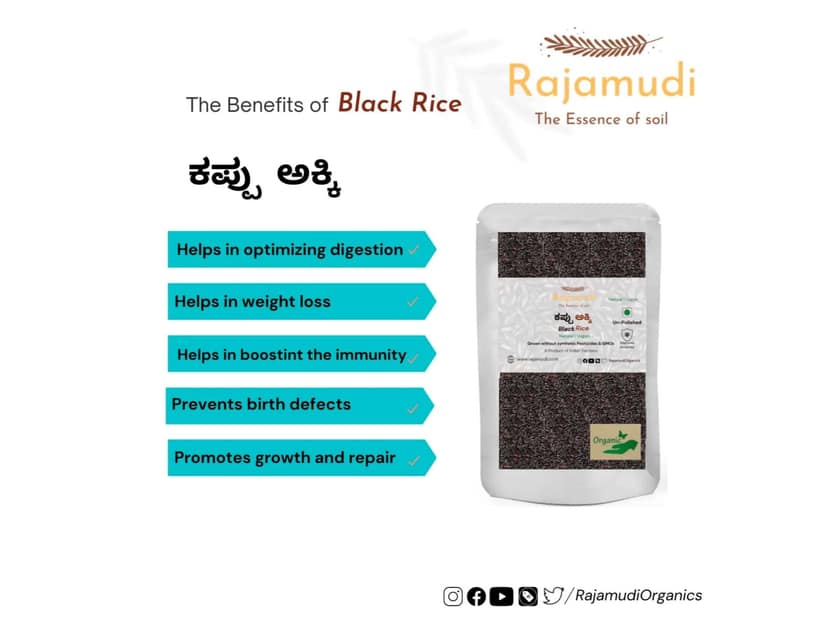 Rajamudi Organics Authentic Organic Black Rice / Karuppu Kavuni - 5 Kilogram view 2