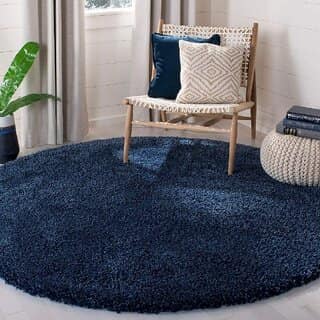GALLERY HOME Silky Smooth Anti-Skid Shaggy Round Carpet with 2 inch Thickness (4 x 4 Round, Blue S2)