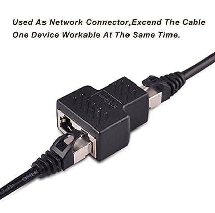 RJ45 Splitter Connectors Adapter 1X2 Ethernet Splitter Coupler Double Socket Hub Interface For Personal Computer, Laptop (Black) view 3