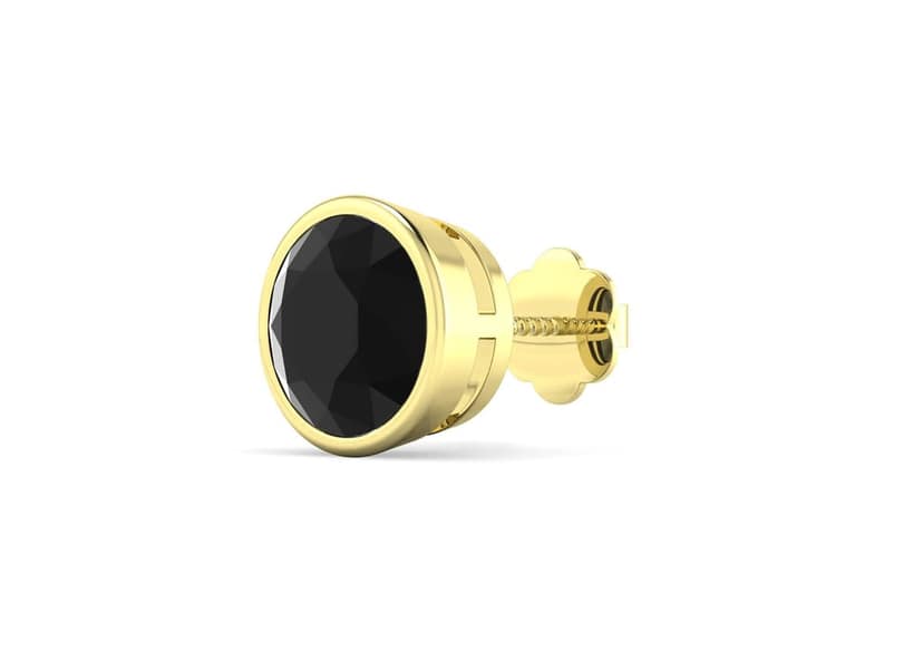 Black Brilliant Bezel Men's Ear Stud (1 Pc Only) view 2