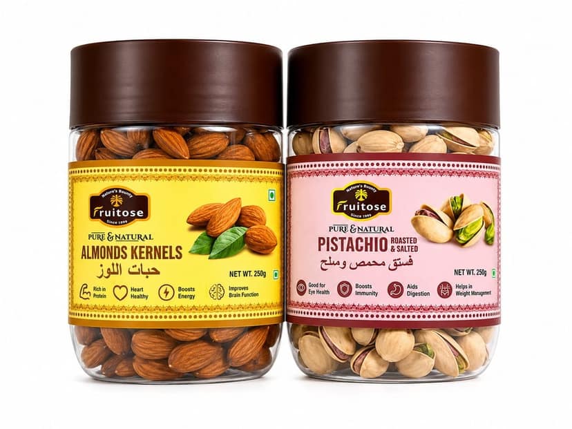Fruitose Almonds Kernels & Roasted Pistachios Combo Pack (250g each) view 4