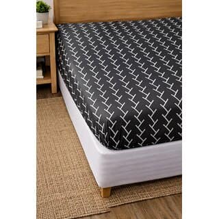 Modern Geometric Black Single Fitted Bed Sheet with Pillowcase view 2