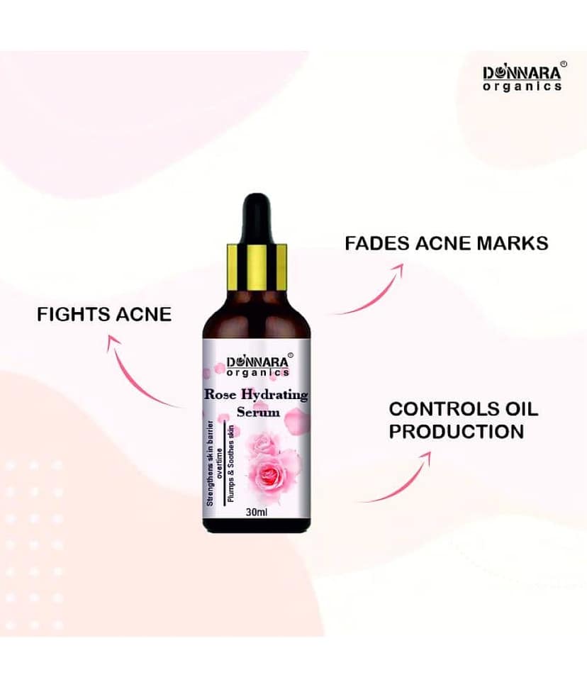 Donnara Organics Face Serum Rose Water Pigmentation Reducing For All Skin Type ( Pack of 1 ) view 2