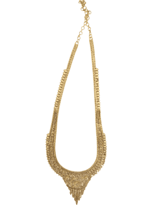 Indian Traditional Gold Plated Temple Haram Necklace Set With Earrings For Women