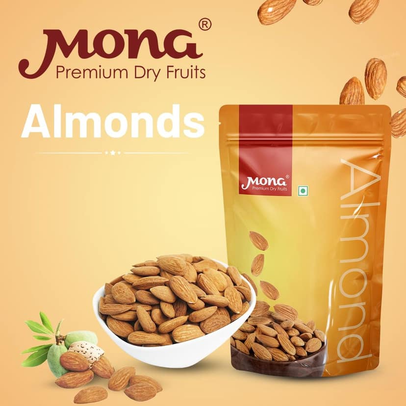 Mona Premium California Almonds - Wholesome & Nutritious Dry Fruits Snack view 2