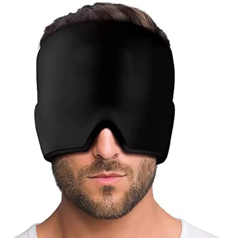 Ezyfit 058 Migraine and Headache Cold Pack Head Relief Cap for Tension Headache, Puffy Eyes, Sinus Headache and Stress Relief Gel Cold Compress, Black - Single Layer