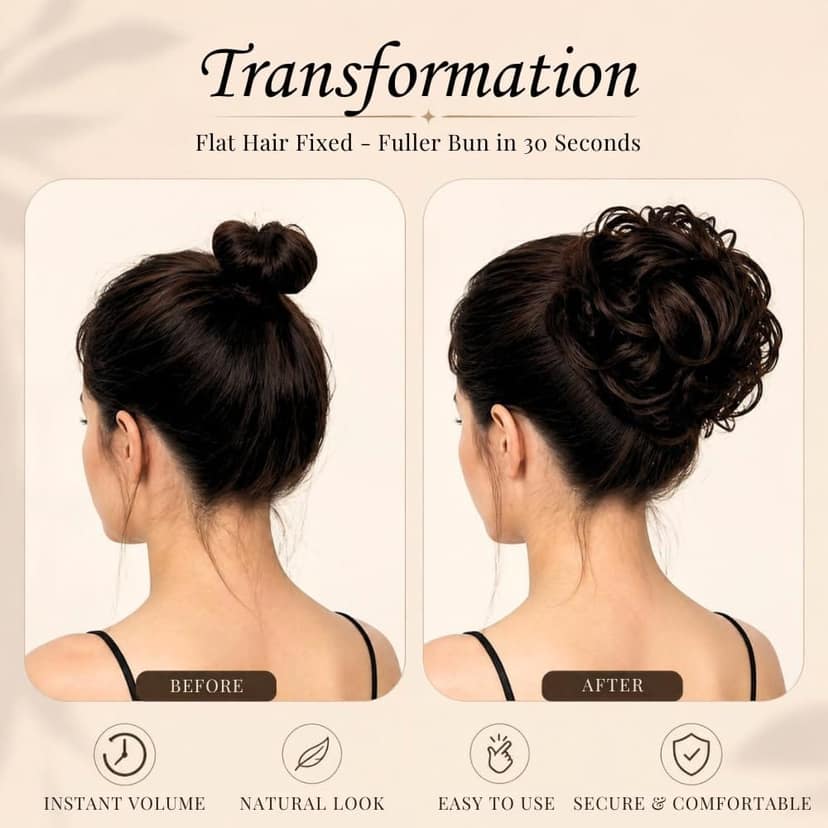 Messy Hair Frill Extension for Women & Girls - Premium Braid Ponytail Hair Accessories (Black) view 3